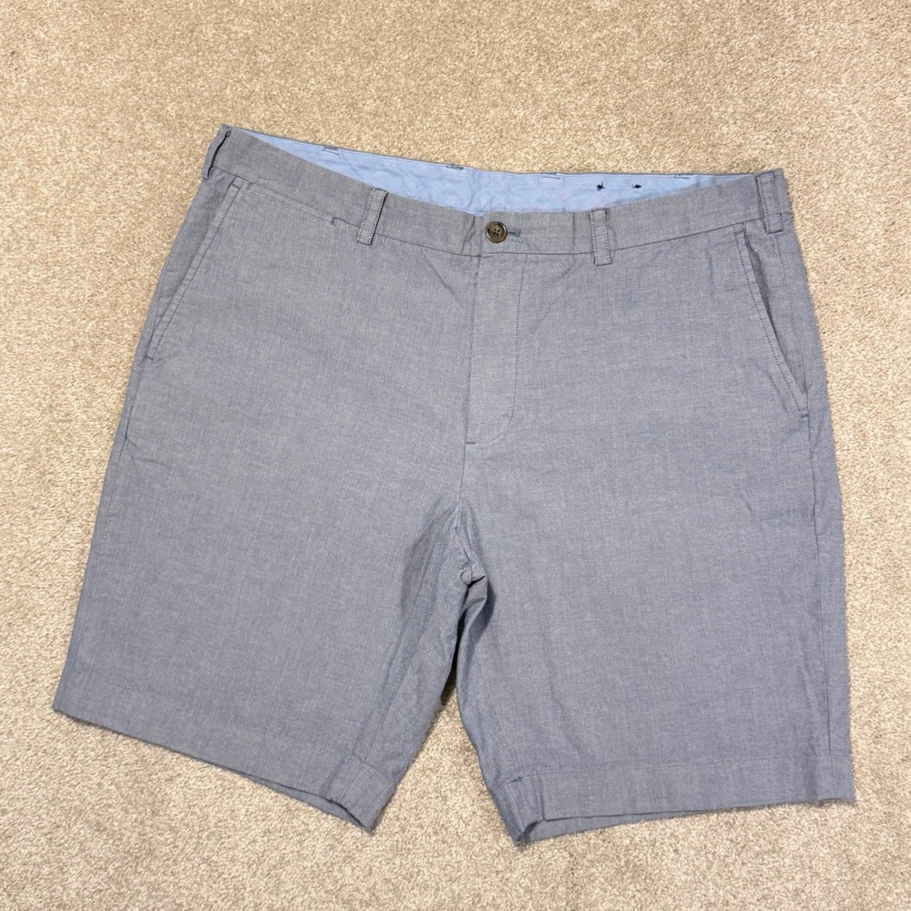Brooks Brothers Chino Shorts Mens 40 Blue Cotton Blend Stretch Flat Front 9in